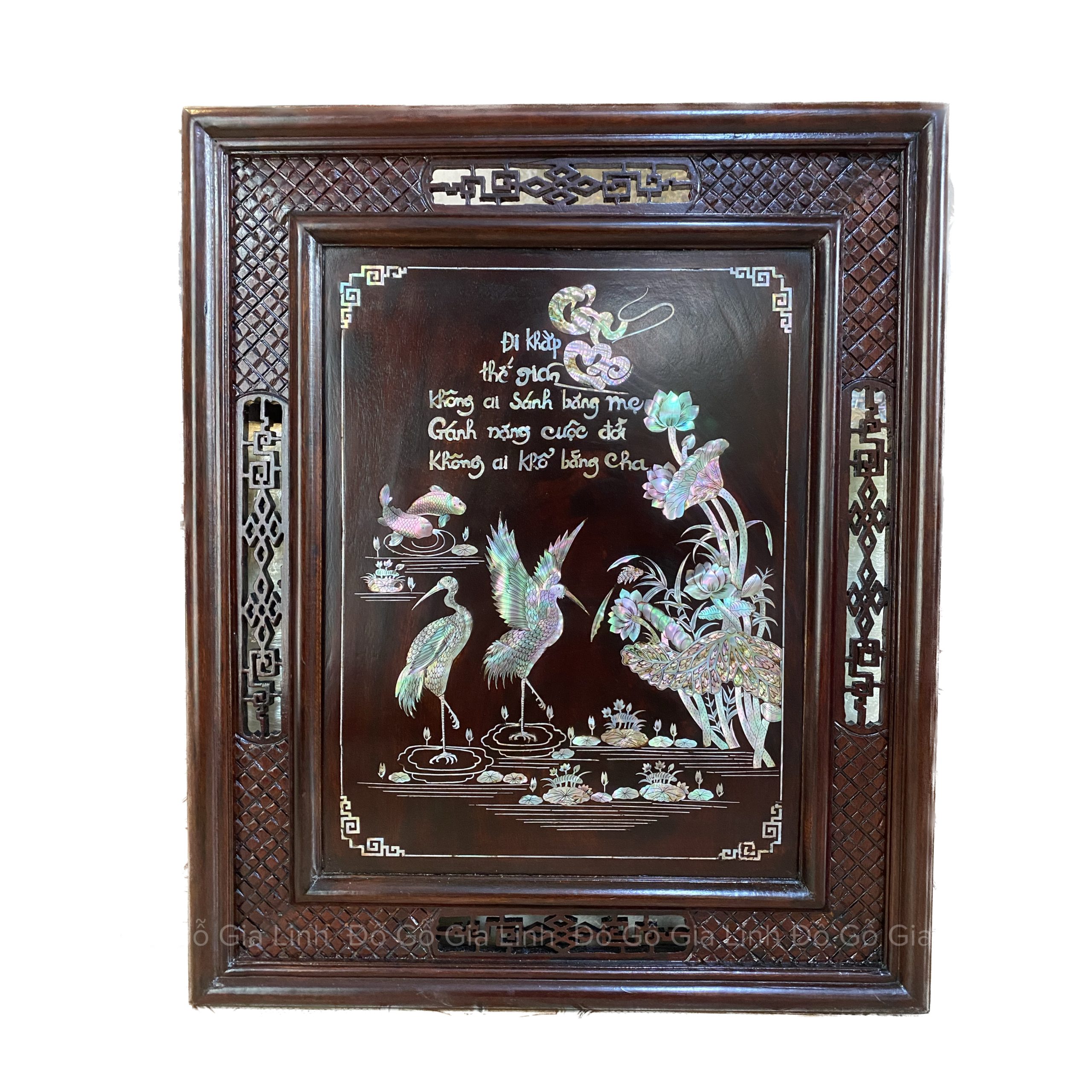 Tranh Khảm Ốc Cha Mẹ Gỗ Gụ Khảm Ốc Biển KT 60cm x 50cm