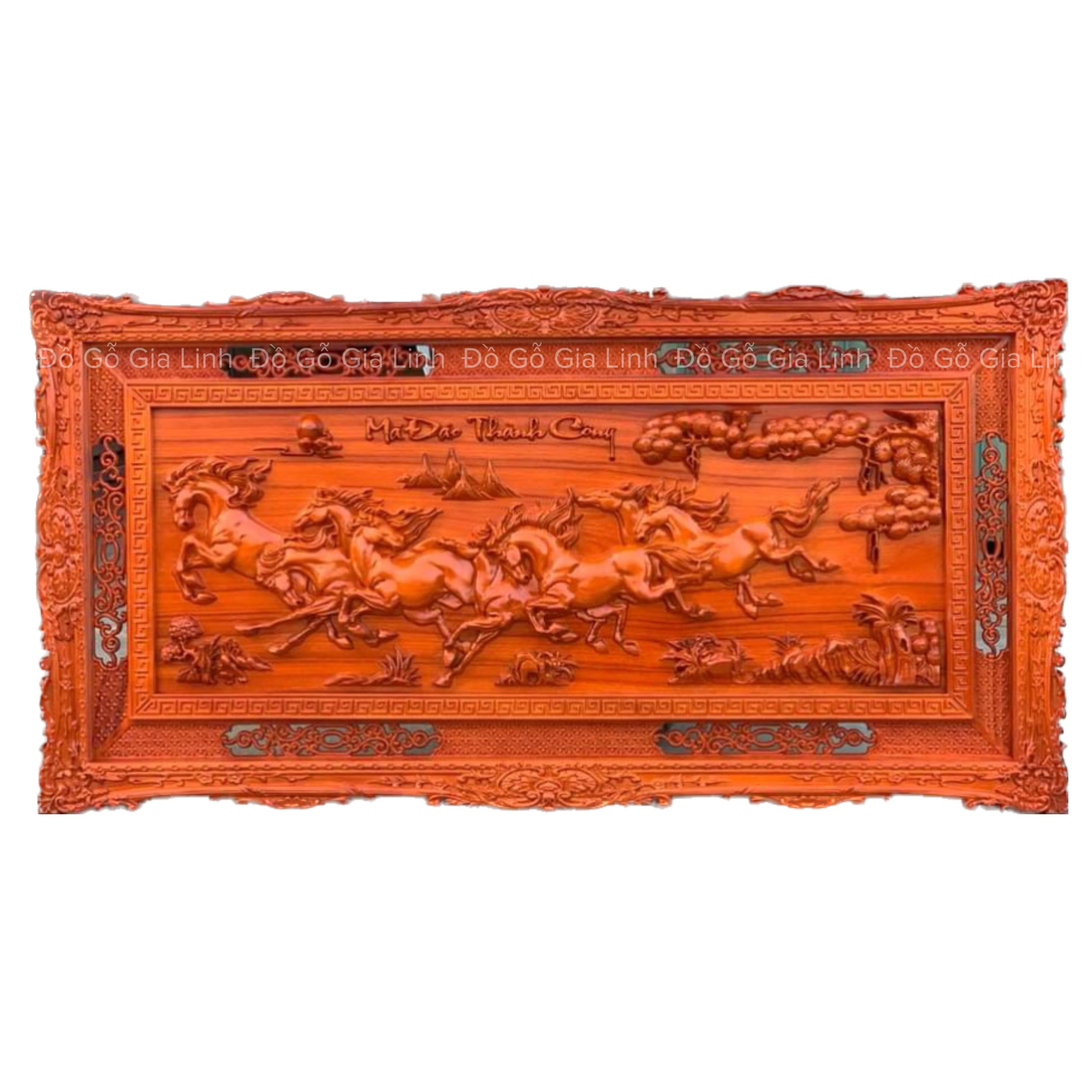 Tranh Mã Đáo Thành Công Gỗ Hương Đỏ Kích Thước 1m97x97cmx5cm