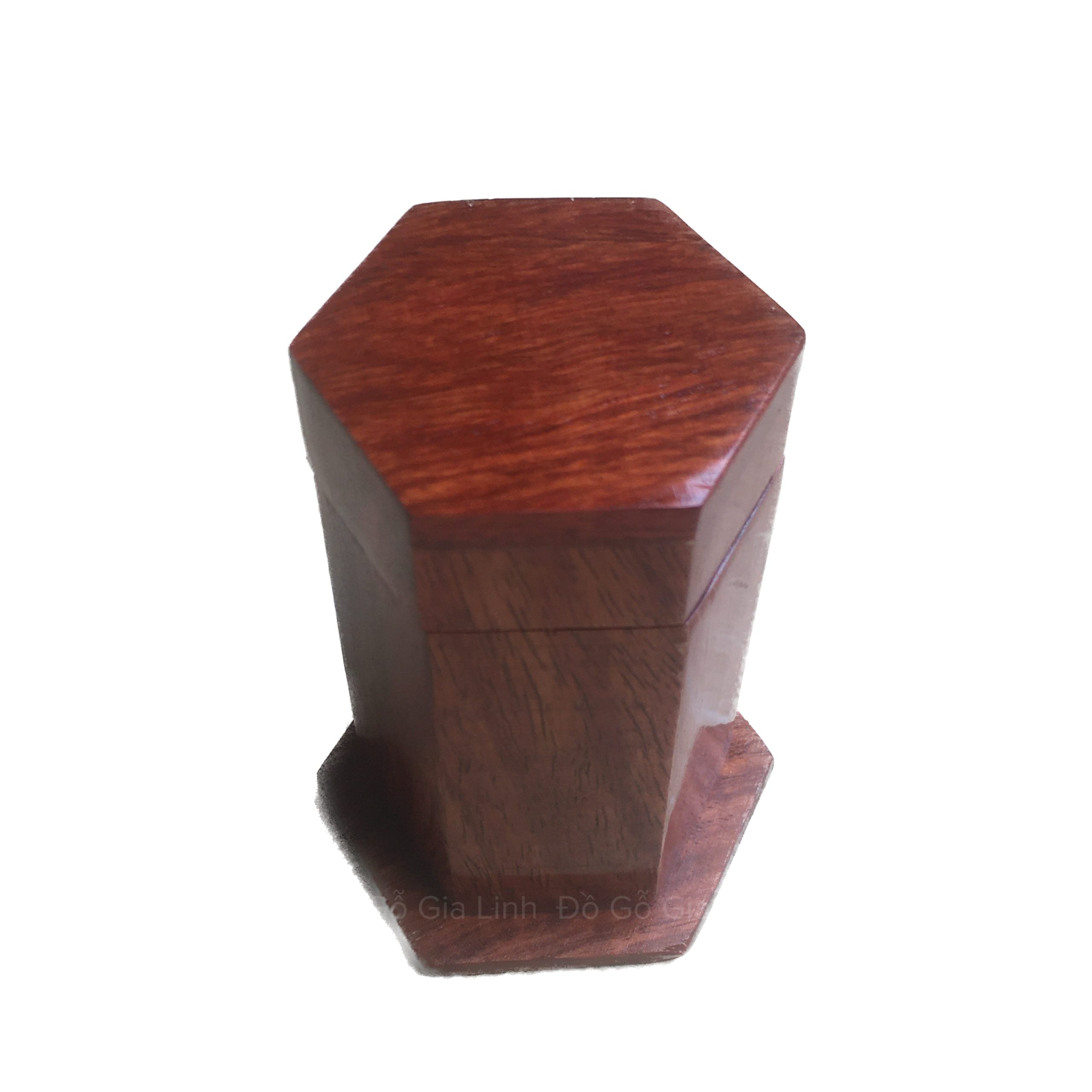 Hộp Đựng Tăm Lục Giác Gỗ Hương Đá KT 5,5cmx9cm