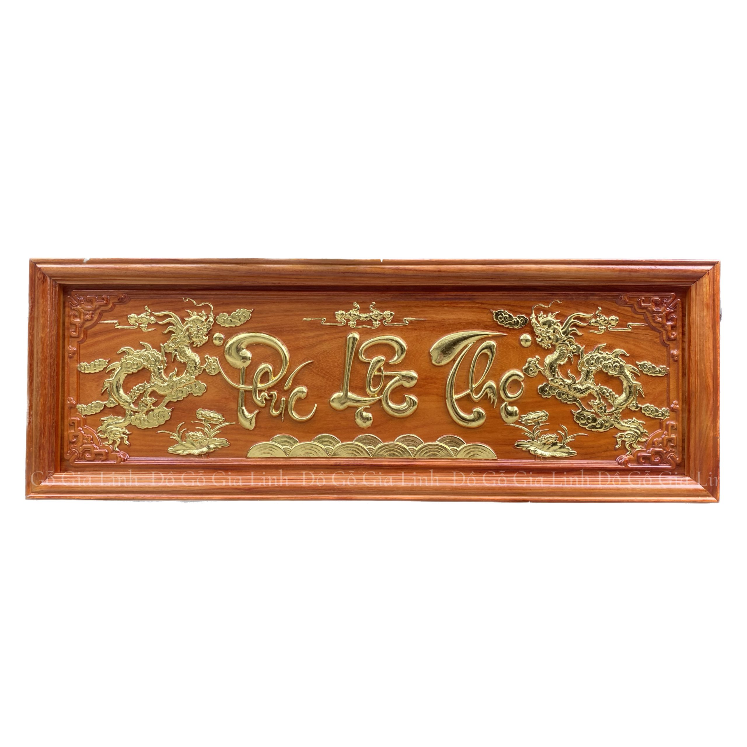 Tranh Chữ Phúc Lộc Thọ Gỗ Hương Dát Vàng Kích Thước 108cmx38cm